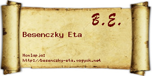 Besenczky Eta névjegykártya